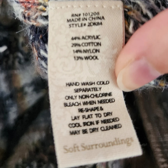 Soft Surroundings Knit Long Line Cardigan Sweater Colorful Stripes Blue L XL - Picture 5 of 5